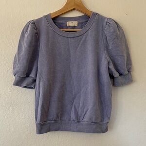 T.La Lavender Puff Sleeve Tee Sz S
